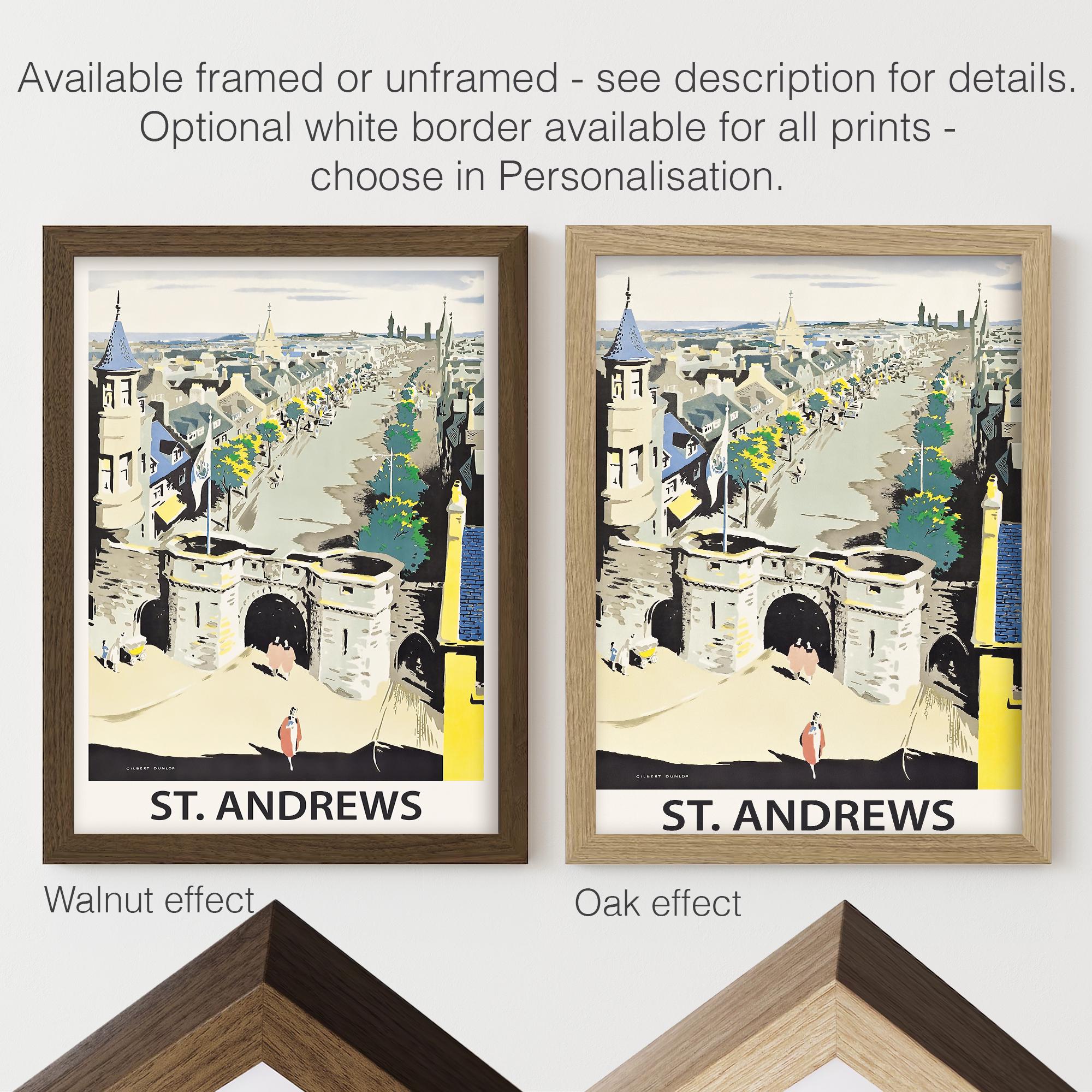 Vintage St Andrews Scotland Travel Poster Historic Town Coastal Wall ...