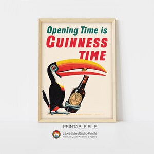 Arte de pared retro de Guinness / Descarga digital / Póster vintage / Decoración de pared para galería