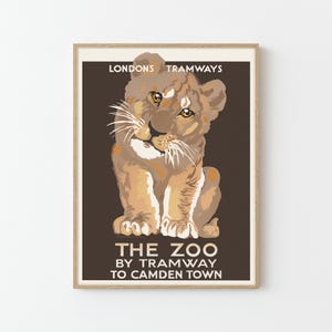 Póster publicitario vintage del zoológico de Camden Town de Londres, impresión artística, decoración del hogar, arte de pared retro, regalo