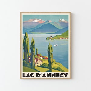 Lake Annecy France Vintage Travel Poster Fine Art Print | Home Decor | Wall Art Print