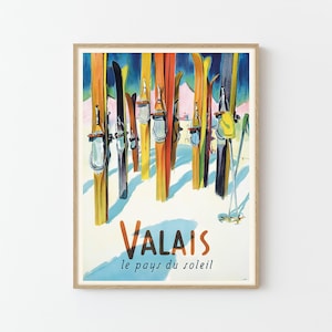 Wallis Schweiz Ski Vintage Reise Poster Benutzerdefinierte Kunstdruck | Wohnkultur Wandkunst Geschenk