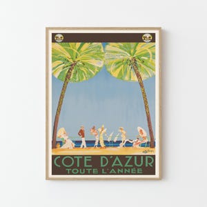 Póster de viaje vintage de la Costa Azul, impresión artística personalizada, regalo de arte de pared para decoración del hogar