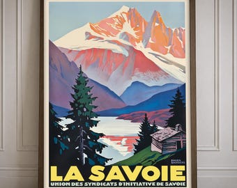 Vintage La Savoie Travel Poster Print Alpine Mountain Landscape Wall Art