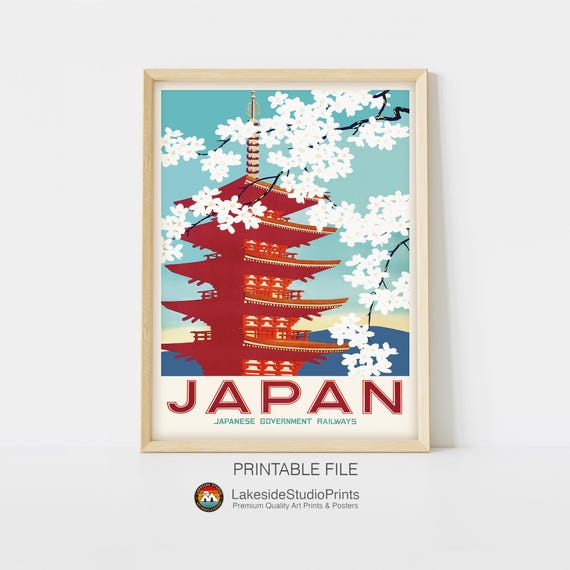 Japan Vintage Travel Poster Instant Download JPG File | Printable