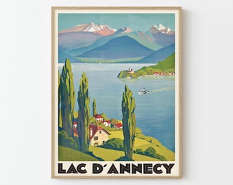 Lac D&#39;Annecy Vintage Travel Poster: Roger Broders Custom Art Print