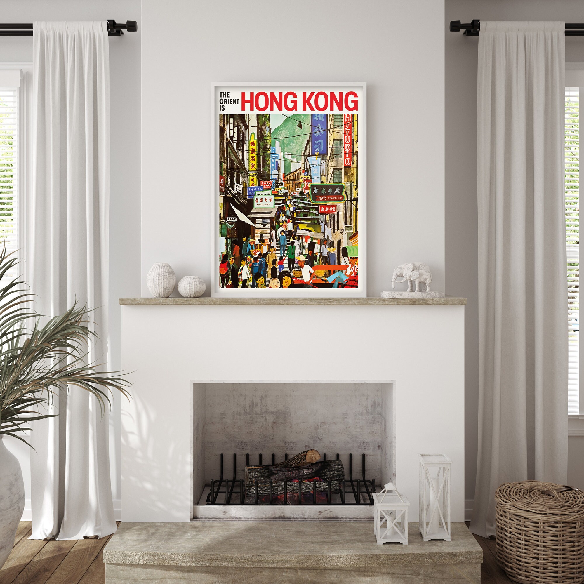 Discover Hong Kong China Vintage Travel Poster Fine Art Print | Home Decor | Wall Art Print