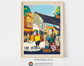 India Lahore Vintage Travel Poster Instant Download JPG file | Printable Digital Art