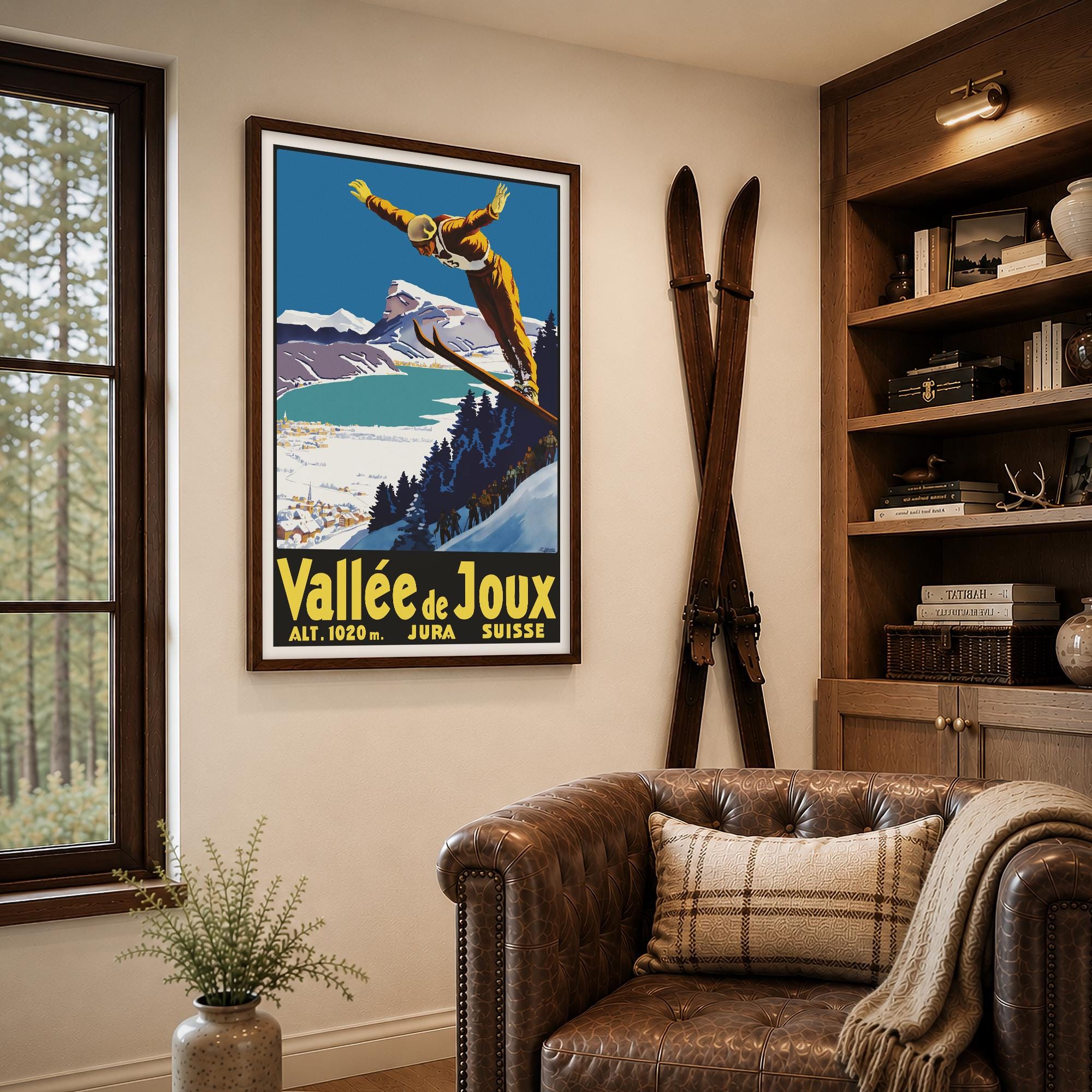 Vallee De Joux Ski Vintage Travel Poster Print Swiss Alps Winter
