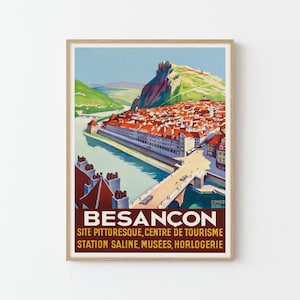 Besancon France Vintage Travel Poster Custom Art Print | Home Decor Wall Art Gift