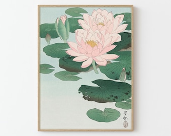 Wasserlilie japanischer Kunstdruck | Wohndekor