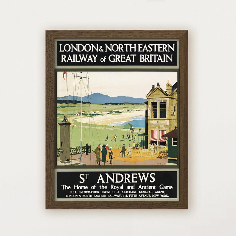 Vintage St Andrews Travel Poster Scotland Golf Coast Wall Art Print - Etsy