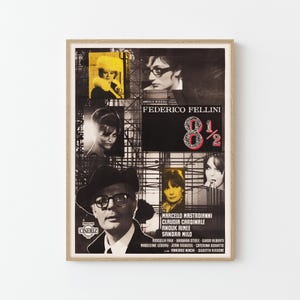 Poster pubblicitario del film d'epoca Eight And A Half Fine Art Print / Home Decor Retro Wall Art Gift