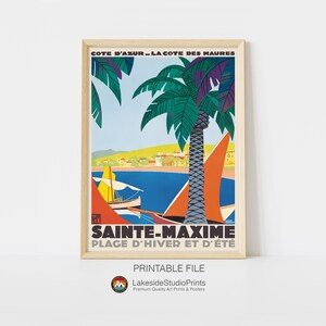 Sainte-Maxime Vintage Travel Poster Sofortiger Download JPG-Datei | Druckbare Digitale Kunst