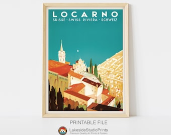 Locarno Switzerland Vintage Travel Poster Instant Download JPG file | Printable Digital Art
