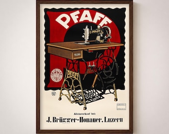 Pfaff Sewing Machine Vintage Ad Poster Print German Advertising Retro Wall Art