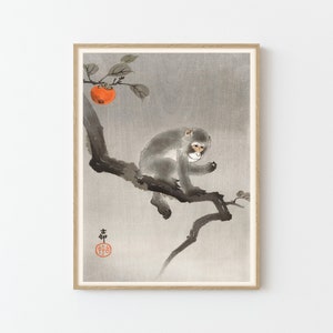 Monkey in Cockatoo Japanese Fine Art Print | Home Decor