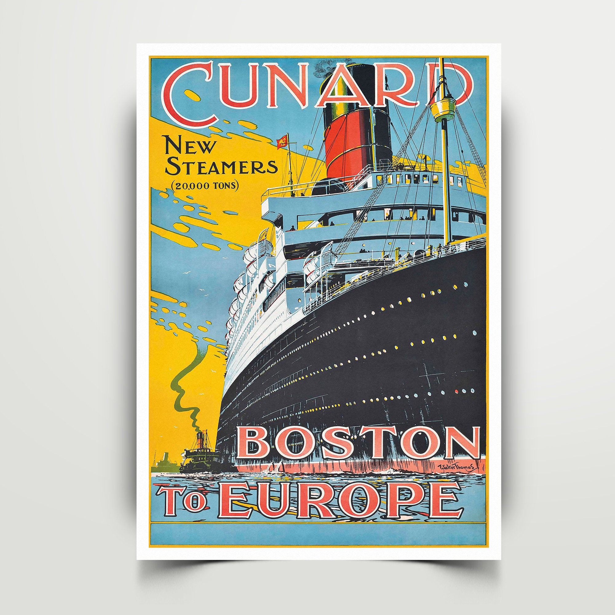 TX217 Vintage Cunard Europe To America Cruise Ship Travel Poster Re-Print A2/A3 