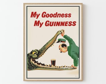 Guinness Crocodile Poster Print | Vintage John Gilroy Irish Beer Advertisement