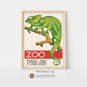 Der Zoo Londoner U-Bahn Vintage Reise Poster Sofort Download JPG Datei | Druckbare Digitale Kunst