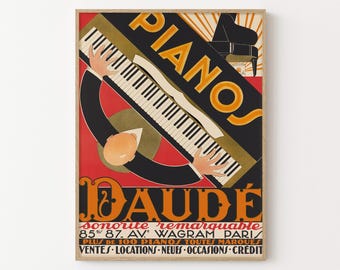 Vintage Piano Daudé Poster Art Deco Music Instrument Wall Art Print