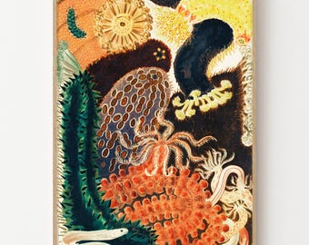 Vintage Sea Life Illustration Poster Marine Biology Ocean Wall Art Print