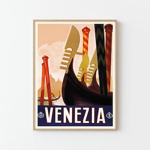 Venice Italy Vintage Travel Poster Custom Art Print | Home Decor Wall Art Gift