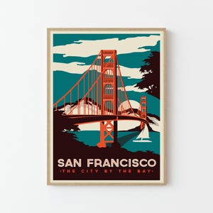 San Francisco Golden Gate Vintage Travel Poster Custom Art Print | Home Decor Wall Art Gift