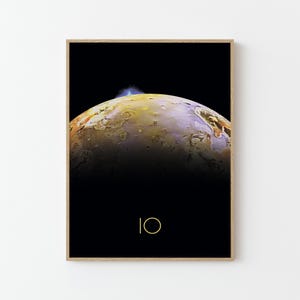 Póster de viaje espacial de la NASA sobre Io / Estrellas, planetas, universo y cosmos