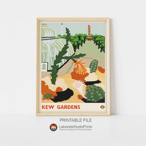 Kew Gardens Londoner U-Bahn Vintage Reise Poster Sofort Download JPG Datei | Druckbare Digitale Kunst