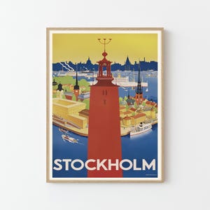 Stockholm Sweden Vintage Travel Poster Custom Art Print | Home Decor Wall Art Gift