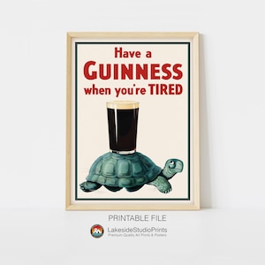 GuinnessTurtle Vintage Poster Digital File | Printable Poster | Digital Art JPG