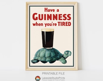 GuinnessTurtle Vintage Poster Digital File | Printable Poster | Digital Art JPG
