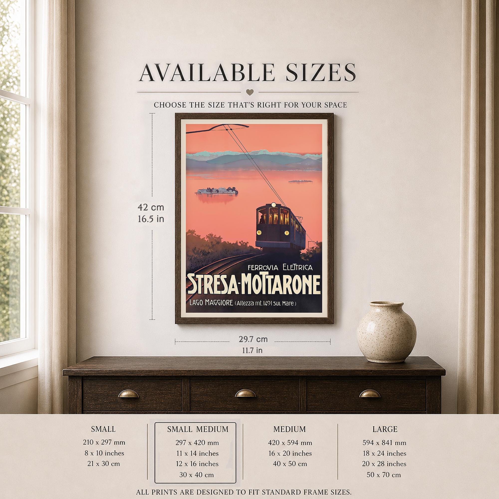Stresa Mottarone Vintage Travel Poster Print | Lago Maggiore