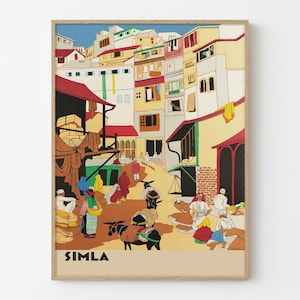 Vintage India Shimla Travel Poster Simla Hill Station Himalayan Wall Art Print