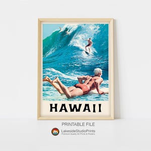 Hawaii Vintage Travel Poster Sofortiger Download JPG-Datei | Druckbare Digitale Kunst