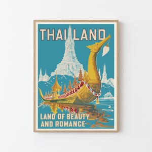 Thailand Land Of Beauty Vintage Travel Poster Custom Art Print | Home Decor Wall Art Gift