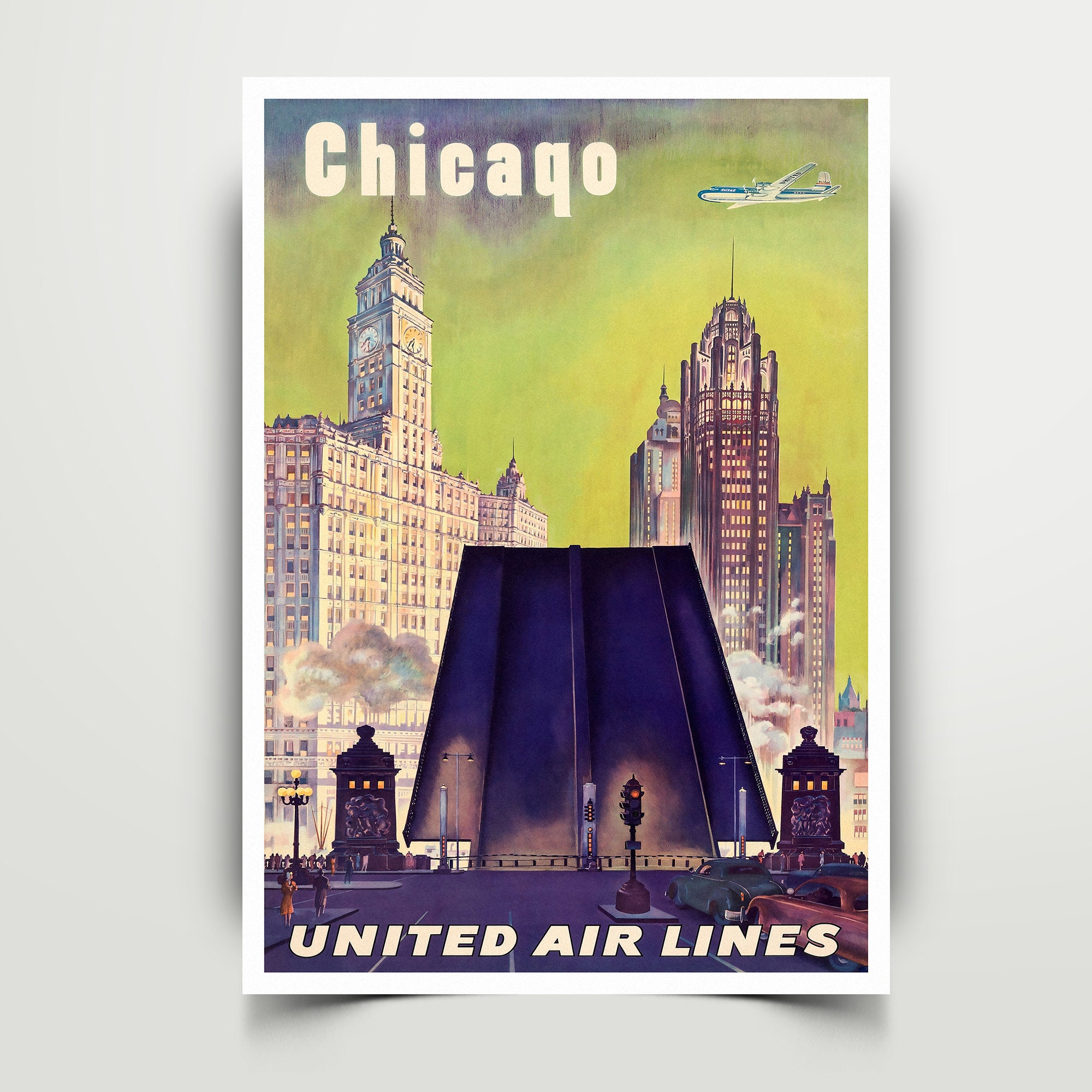 Chicago Vintage Poster / Art Print Etsy