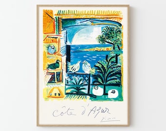 Cote D Azur France Picasso Vintage Travel Poster Custom Art Print | Home Decor Wall Art Gift