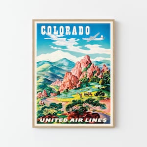 Colorado Springs Vintage Travel Poster Custom Art Print | Home Decor Wall Art Gift