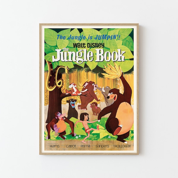 Le Livre de la Jungle Film Dessin animé vintage Affiche Fine Art Print | Décoration de maison