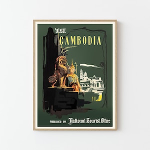 Póster de viaje vintage de Angkor Wat, Camboya, impresión artística personalizada/decoración del hogar, regalo de arte de pared