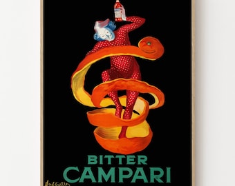 Poster vintage di Campari, Campari amaro, aperitivo italiano, stampa artistica da parete