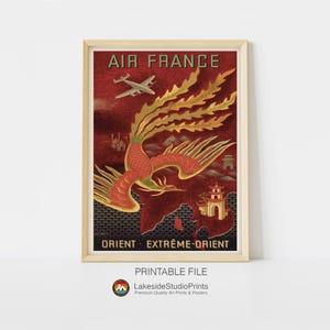 Vintage Air France Travel Poster File | Near East, Far East | Digital Download