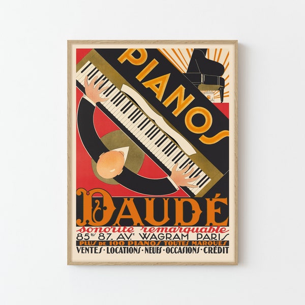 Pianos Daude Vintage Advertising Poster Fine Art Print | Home Decor | Wall Decor