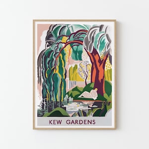 Kew Gardens London Vintage Travel Poster Custom Art Print | Home Decor Wall Art Gift