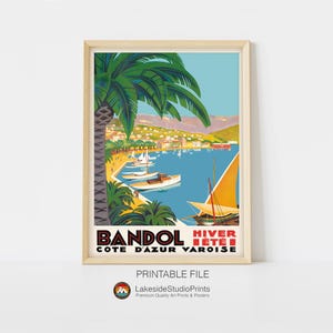 Bandol Vintage Travel Poster Instant Download JPG file | Printable Digital Art