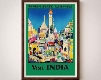 India Vintage Travel Poster Print | Indian State Railways Exotic Wall Art