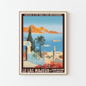 Le Lac Majeur Vintage Reise Poster Benutzerdefinierte Kunstdruck | Wohnkultur Wandkunst Geschenk