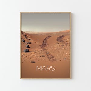 Póster de viaje espacial de la NASA sobre Marte / Estrellas, planetas, universo y cosmos