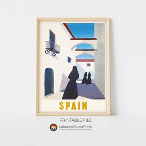Póster de viaje vintage de España (descarga instantánea, archivo JPG) / Arte digital imprimible